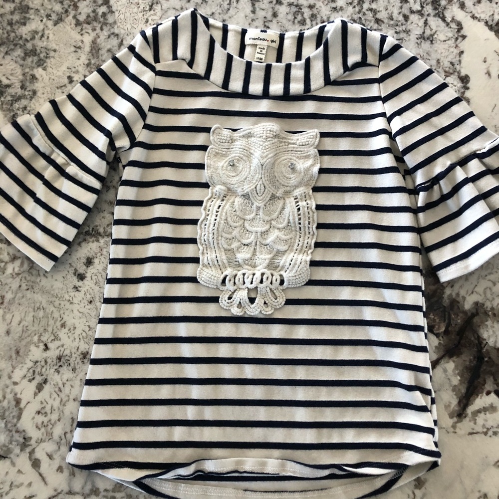 Girls Owl Top Sz 10